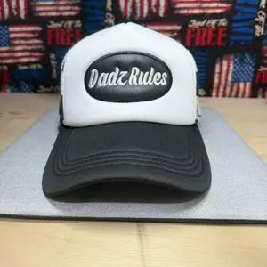 Dadz Rules Trucker Mesh Hat with White and Black Design