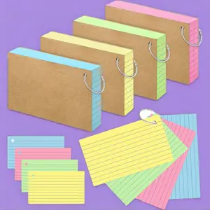 Colored Index Cards 3x5 Inch Flash Cards with Ring Lined Flashcards Note Cards for Studying School Supplies College, 200 Count.