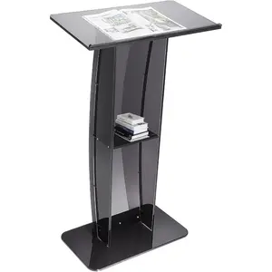 VEVOR Podium Stand, 43-Inch Acrylic Lectern, Portable Laptop Desk with Wide Reading Surface and Storage Shelf, Book Stopper, Floor-Standing, for Classroom, Wedding, Conference, Lecture and ConcertVEVOR Super Brand Day
