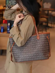Women's Retro Classic Monogram Shoulder Bag, Large Capacity Crossbody Tote, Color-Blocked Design, Fixed Strap, Versatile Style, Chic Crossbody Bag