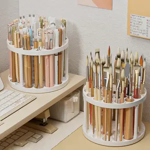 2/1 PCS-Portable Storage Box, Space-Saving Makeup Brush Holder, Rotatable and Detachable, Plastic, Non-Distorted Pen Tips, Easy Access Design