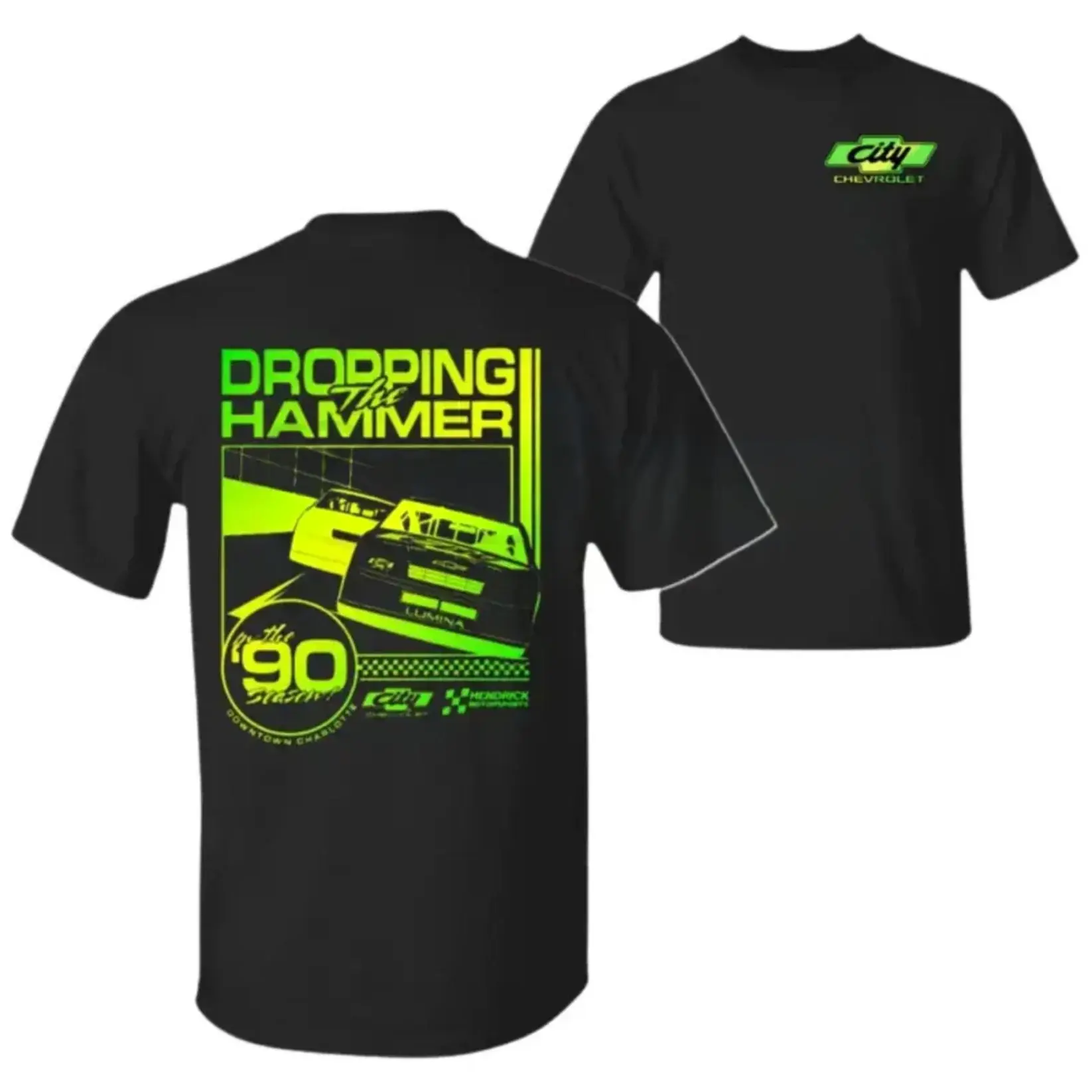 Chevy Dropping the Hammer T-shirt - A graphic T-shirt featuring Chevy Performance, American muscle car racing apparel, a gift for car enthusiasts.