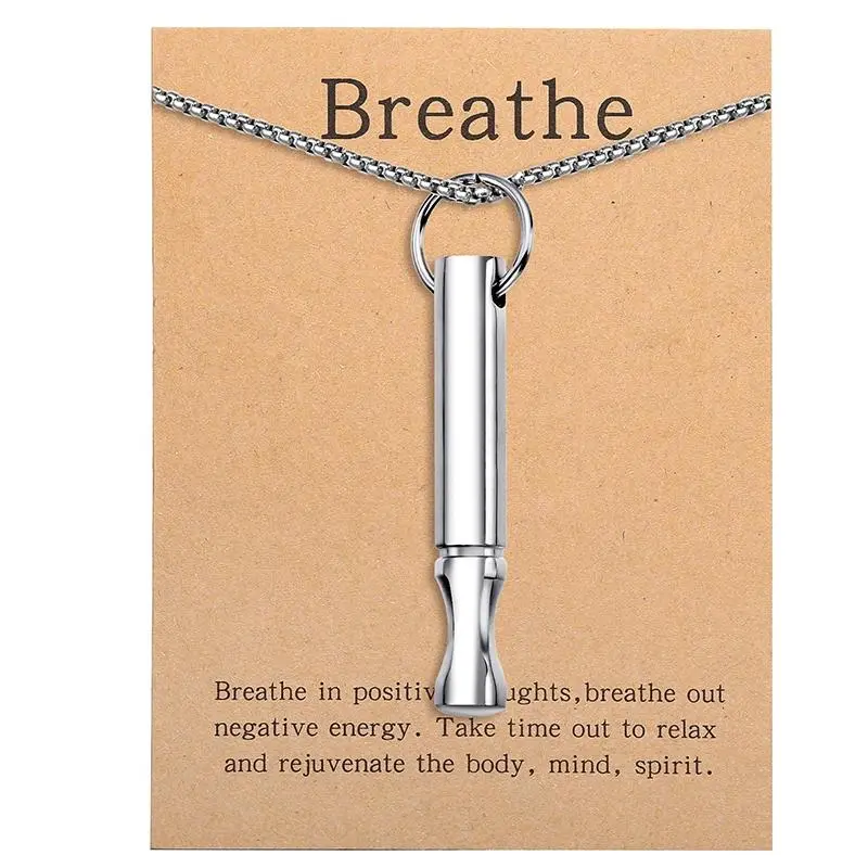 Stainless Steel Pendant Necklace with Chain, a Mindful Breathing Tool for Meditation and Anxiety Relief, Casual, Breathe Tool, Anxiety Stress Relief