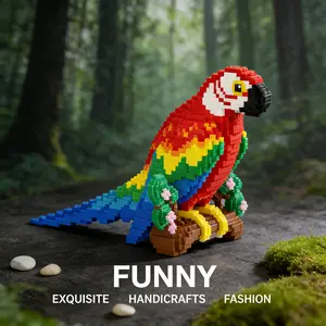 1544pcs Colorful Parrot Series Building Blocks Toy, Creative DIY Craft Kit, Desktop Home Decor, Stress Relief Model, Birthday Gift