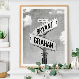 Love Lane®  Personalized Canvas "Vintage Street Sign For Couples"