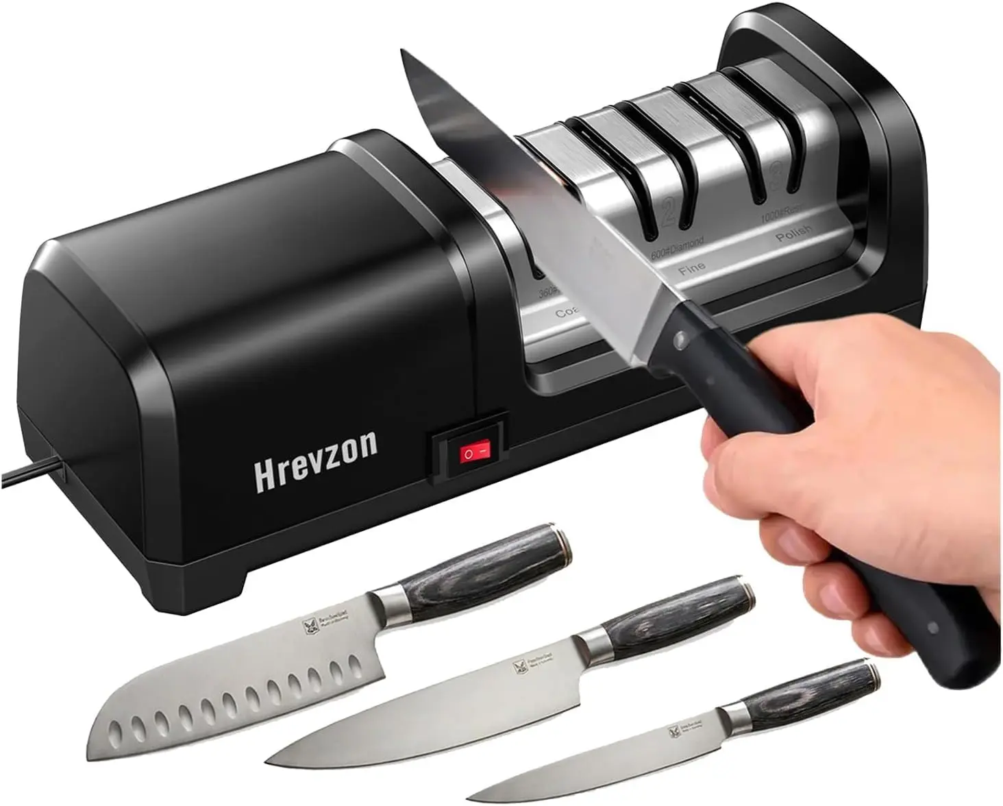 2026 New Electric Kitchen Knife Sharpener with 3-Stage Professional Sharpening System, 3-Stage Grind, Precision Angle Guides, Non-Slip Base, Magnetic Dust Collector, Black