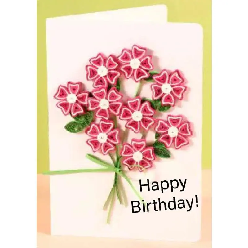 Greeting Card Making Kit. Periwinkle Flowers DIY Quilling Kit F07M3-5-FL9