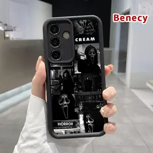 Ghostface's Realm Pattern TPU Phone Case Compatible with Galaxy S23 Ultra S24 Plus S25 S22+ Shockproof Drop Protection Rugged Durable Silicone Cover Cellphone Protective Casing