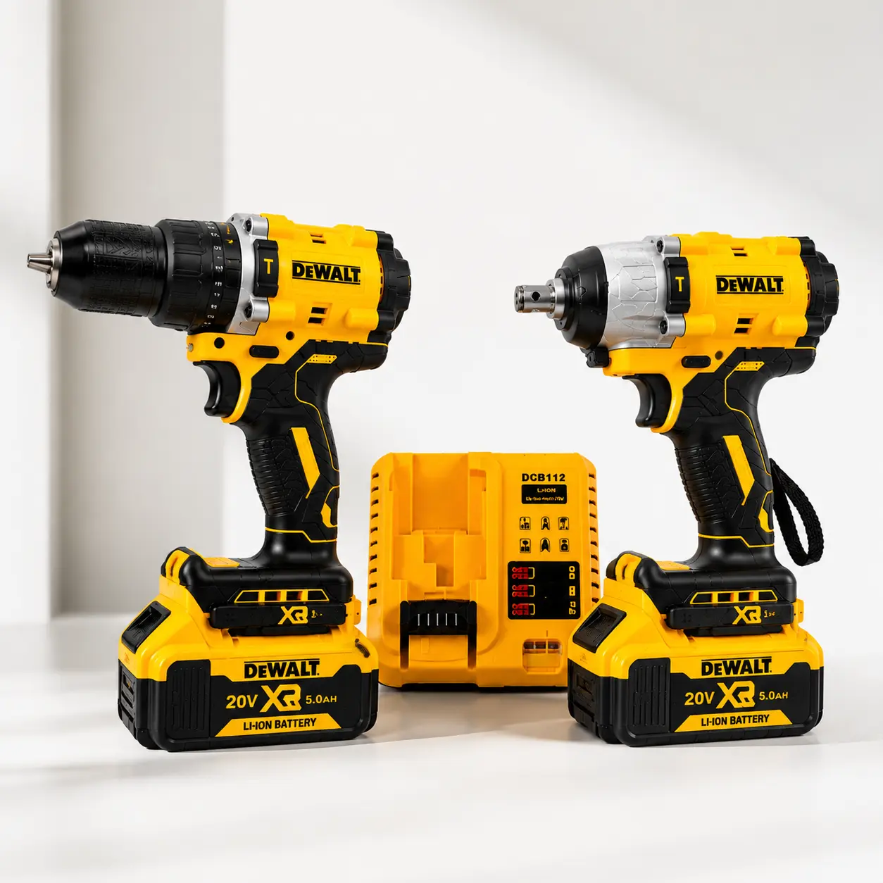 []DEWALT Yellow Drill & Wrench Set, Powerful Drilling and Fastening, Durable Metal Gear + High Strength Plastic Housing, High Torque Performance Lightweight Design, Versatile DIY Tool Kit, Home Repair Garage Workshop Use