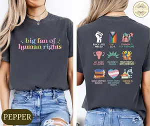 Big Fan Of Human Rights Shirt, Equality Sweatshirt, Human Rights Top, Social Justice Gift For Activist, Anti Trump T-shirt, Rainbow LGBT Tee