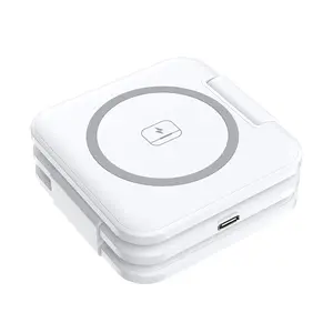 Wireless 3-in-1 Apple Charging Station, Strong Magnetic Foldable Degree High Travel Choice, Wireless Charging Pad for iPhone, AirPods Wireless/Pro, Apple Watch (Black-White) Devices Smartphone