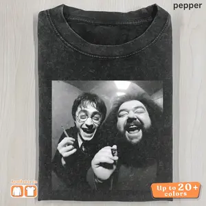 Funny Retro Harry and Hagrid Selfie Graphic Tee, Vintage Unhinged Movie Meme Shirt, Unisex Streetwear for Men and Women Classic Cotton
