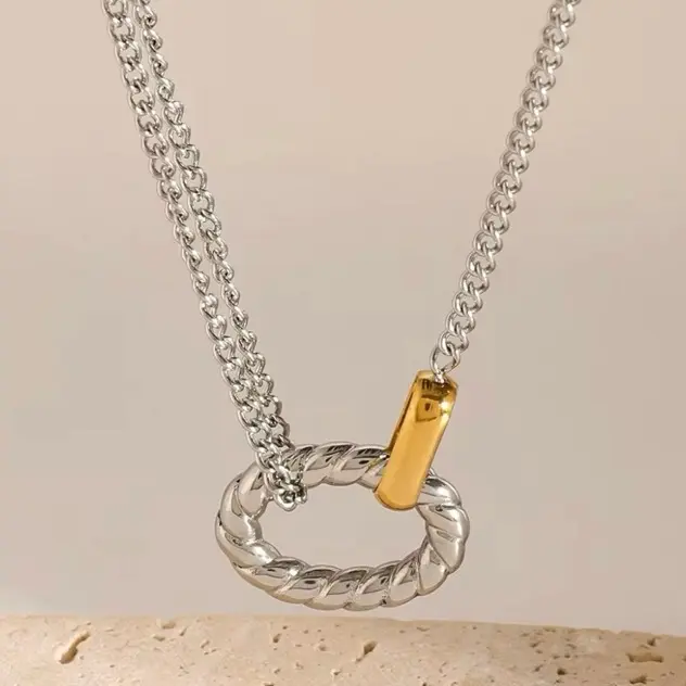 Thea Necklace - 18k Gold Plated Stainless Steel Twisted Pendant Necklace