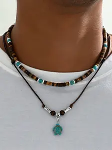 New Bohemian Beaded Necklace with Coconut Shell Turquoise Turtle Pendant, Perfect Gift for Friends and Girlfriend, Personalized Jewelry