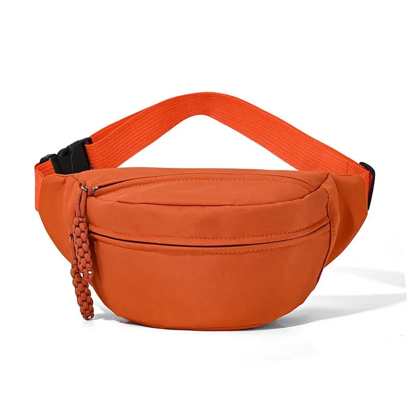 Minimalist Braided Zipper Pull Nylon Fanny Pack, Adjustable Strap Crossbody Belt Bag, Lightweight Water Resistant Waist Sling Bag for Travel Running Walking Sports Daily Casual Outings