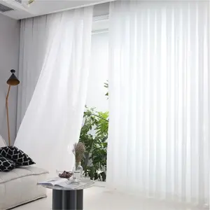 2 Panel Solid Color White Sheer Curtains for Bedroom Study Room Kitchen Living Room Grommet Yarn Window Drapes Transparent Light Weight Soft Window Treatment 63 84 95 108inches Length