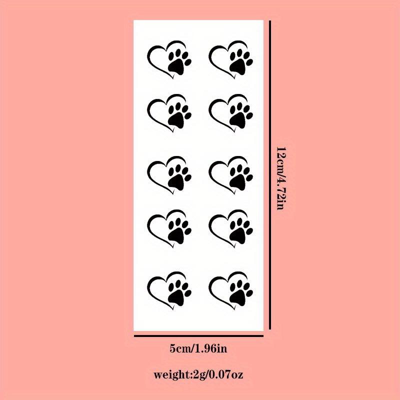 1pc Paw Print Heart Temporary Tattoo / Small Paw Print Tattoo / Dog Tattoo / Pet Tattoo / Dog Memorial Tattoo / Dog Tattoo / Love Tattoo