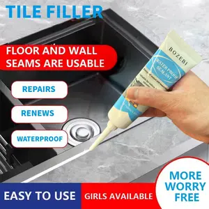 3.57oz, Waterproof Tile Grout Sealant, Sink & Floor Gap Filler For Kitchen And Bathroom, Caulking Sealant, Odor-Free Easy Handling Adhesive, Strong Durability Tile Refill Agent - White
