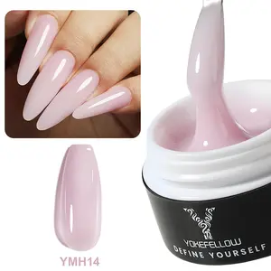 YOKEFELLOW Builder Nail Gel YMH14 15g 0.5oz Pink HEMA-free TPO-free Self Leveling Hard Gel Nail Extension Gel UV LED Lamp Cured for Healthy Nails Easy for Beginners