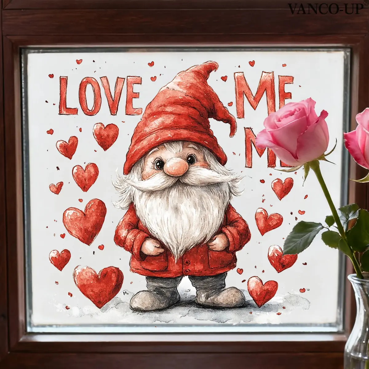 Valentine's Day Fairy Heart Love Me 2D Static Cling Window Sticker, 30x30cm Holiday Decoration Background, Ha1032-Yc