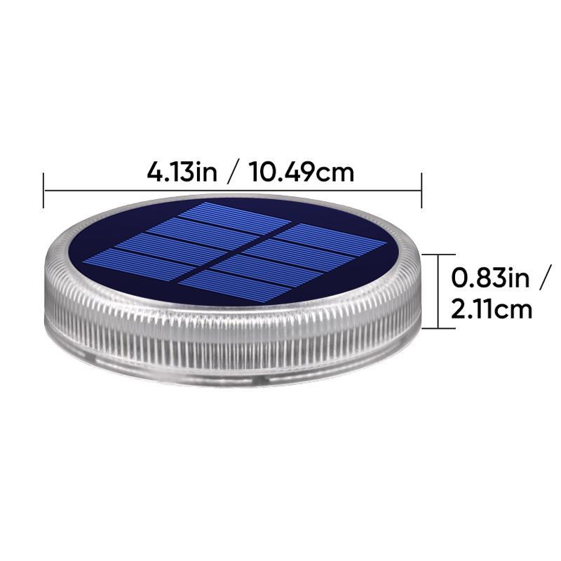Large Round Blue and Warm Light Solar Ground Light, IP68 Waterproof Garden Decor, Automatic Outdoor Solar Deck Light for Pathways and Patios, 4/6 Pack with 30 LED for Long Lasting Illumination
