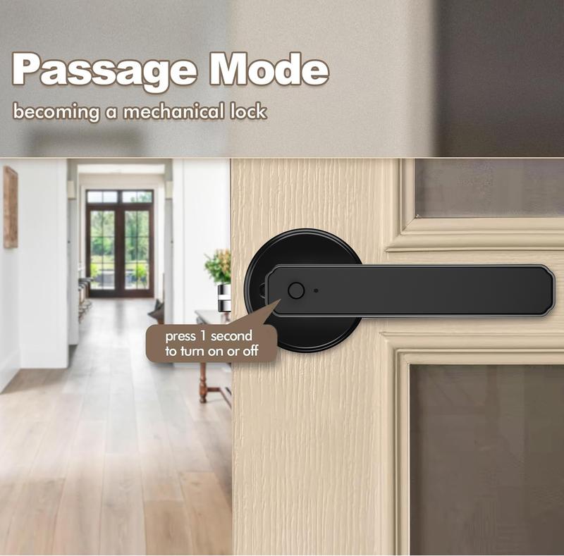 [Valentine's Day Gift ]Smart Fingerprint Door Lock with App Control, 1 Count Keyless Entry Lock with Keyboard Handle, Digital Electric Biometric Smart Door Lock for Bedroom, Keyless Entry Door Handle