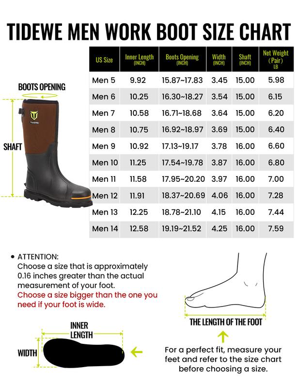 [Amazing Offer] TideWe Rubber Work Boots for Men with Steel Toe & Shank, Waterproof Hunting Boots, Warm 6mm Neoprene Hunting Mud Boot Size 5-14 Boy Footwear Walking Shoes Comfort men s boots work boots for
