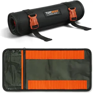 Tool Roll Bag, Black with Orange Buckles, Tool Organizer