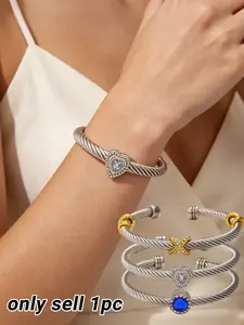 Twisted Cable Cuff Bracelets for Women , Stainless Steel Cuff Bangle Bracelet Designer Inspired Jewelry,Adjustable Bangle,inner diameter can be bent and stretched, Fashionable & Elegant, gift for Mother's Day, birthdays, Valentine's Day, anniversaries