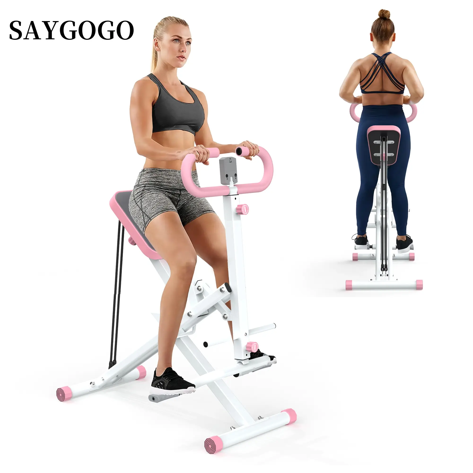 SAYGOGO Adjustable Squat Assist Trainer, Multi-Function Home Gym Machine with Resistance Bands for Chest, Shoulder & Glutes Workout, 250 LBS Capacity, Shoulder Workout