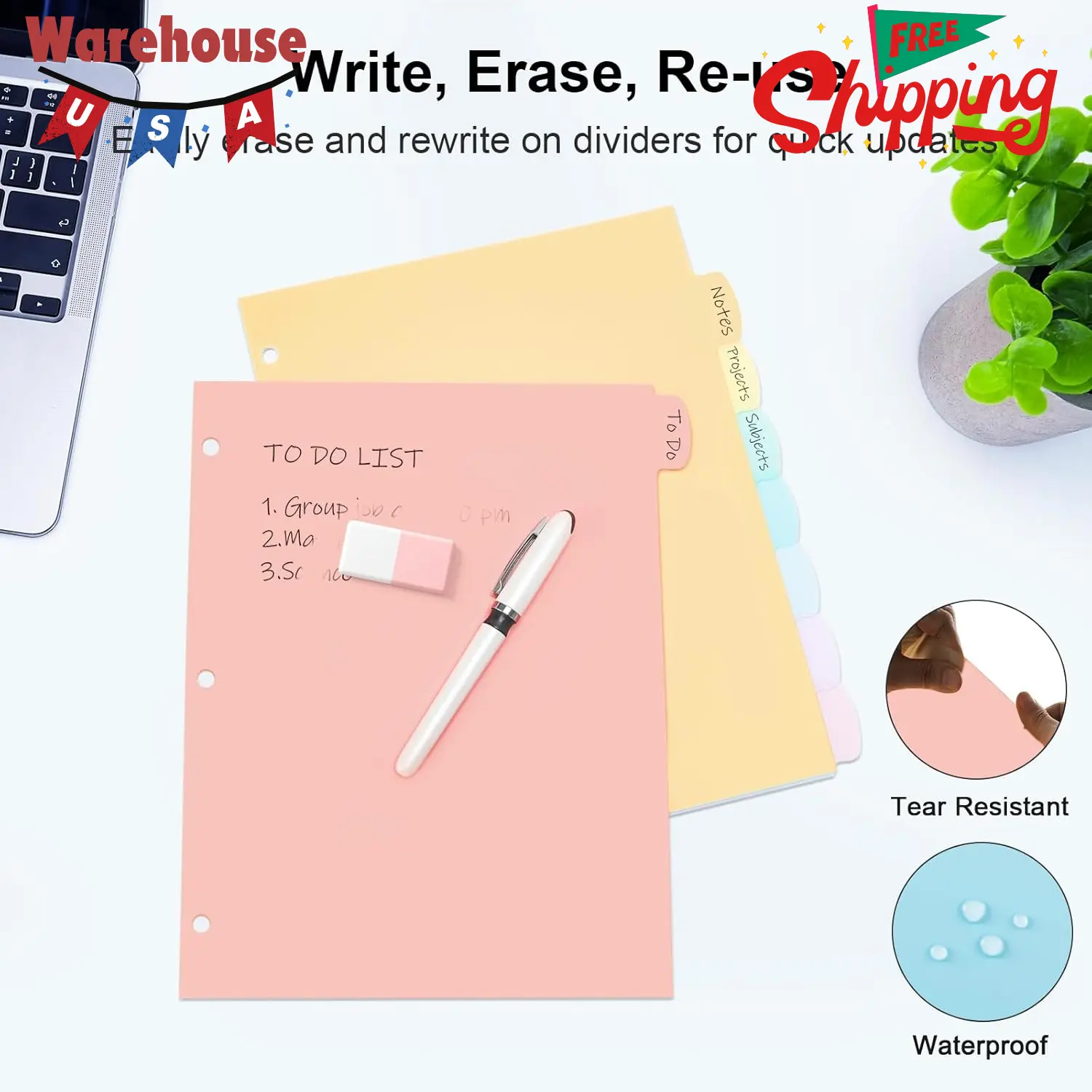 8 Count/1 Set Write & Erase Binder Dividers 8 Count/1 Set Write & Erase Binder Dividers