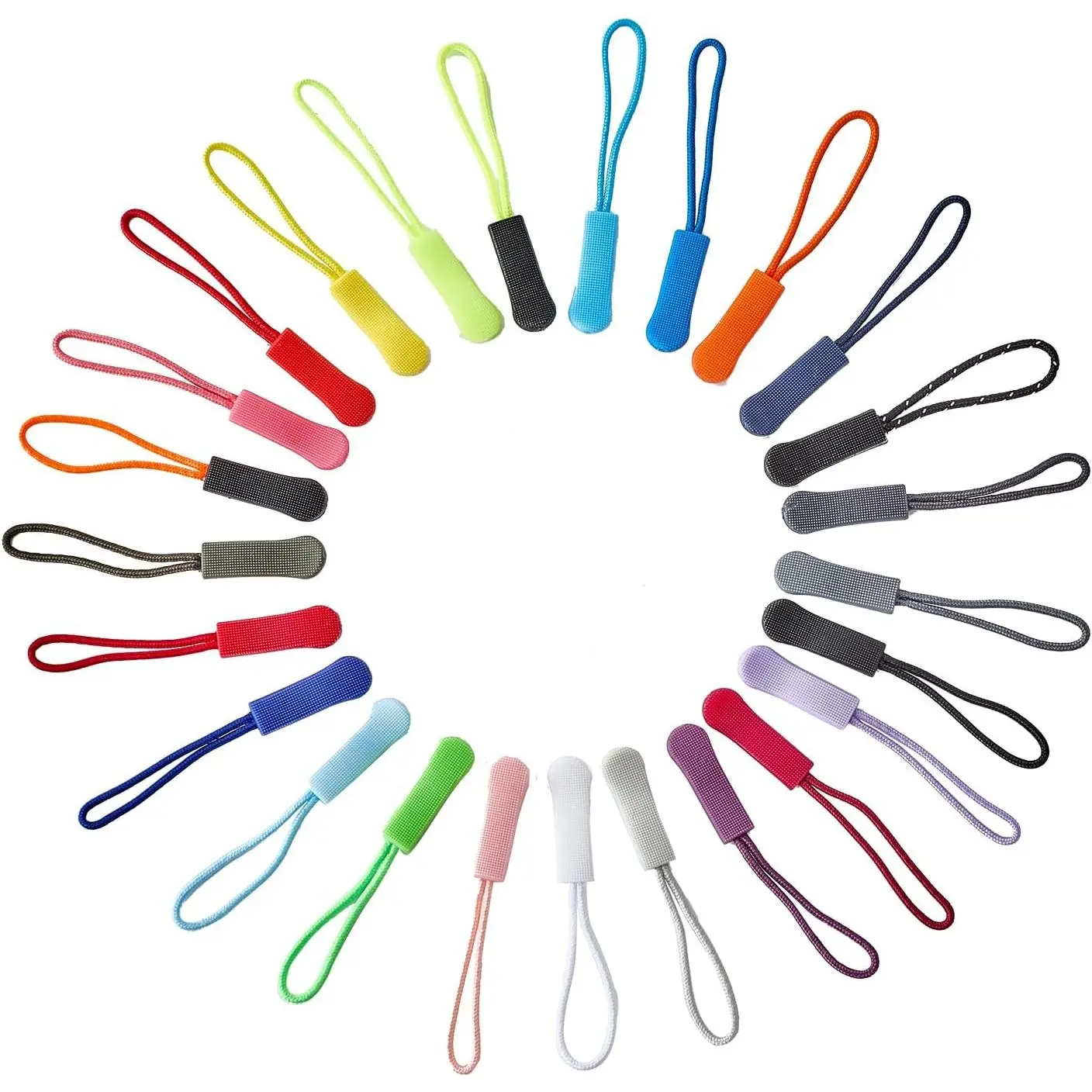50 count Zipper Pulls,25 Colors Zipper Tags  Nylon Cord Zippers Pull Replacement for Backpacks,Luggage,Jackets,Handbags,Sweatshirt,Purses