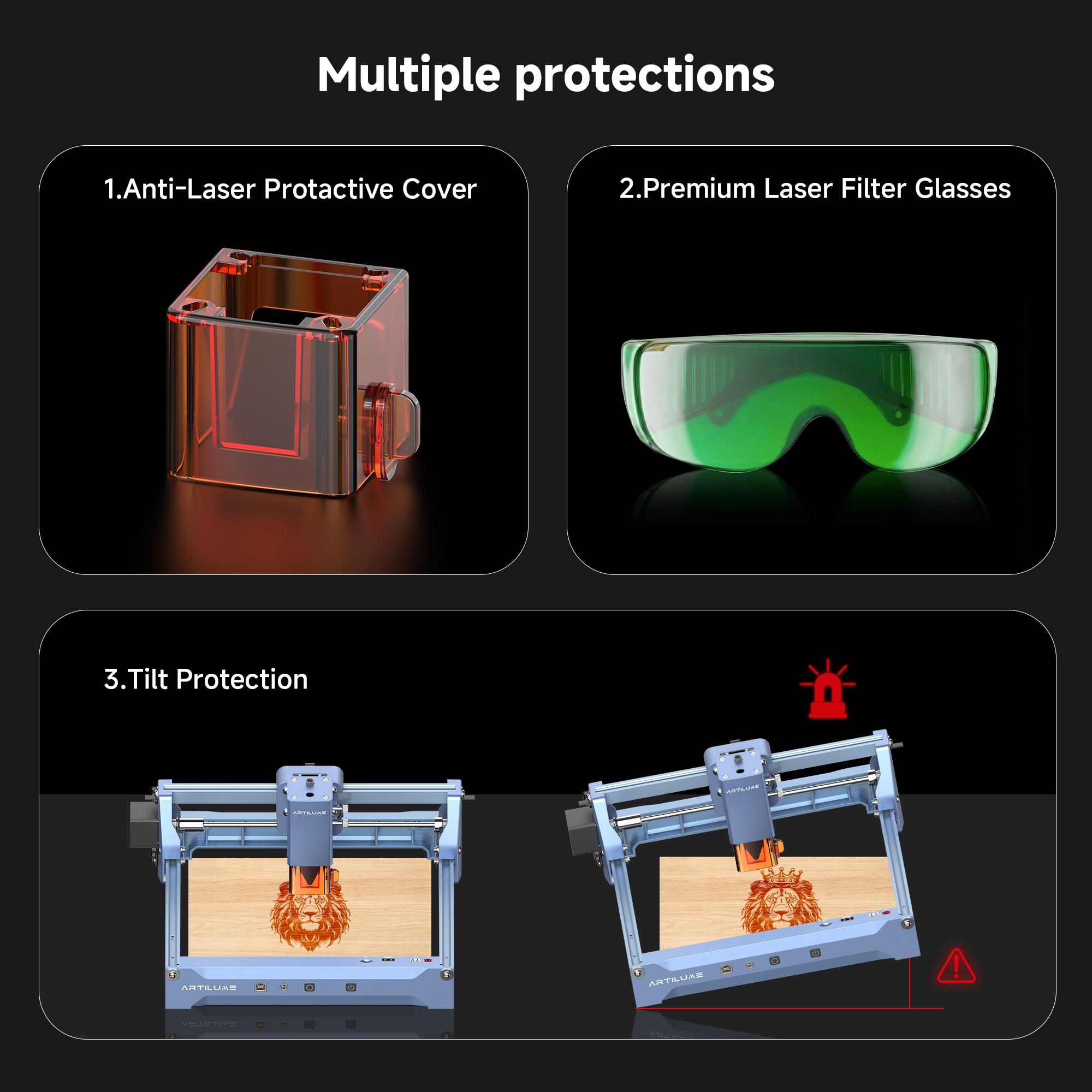 ARTILUME U1 Laser Engraver & Cutter, High-Precision 12000mW Blue Laser, App Control Supported, Ideal for Wood, Metal, Acrylic, Leather & More
