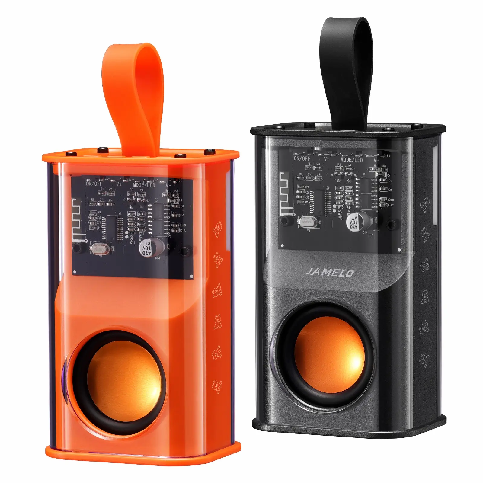 JAMELO Portable Wireless Speaker with Bluetooth, Mini Transparent Speaker with RGB Light, HD Sound Deep Bass, Supports TWS Pairing, TF Card, Waterproof Speaker for Home, Travel, Outdoor