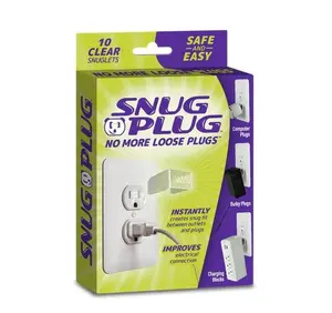 Snug Plug 10-Pack (Clear) - Your Loose Outlet Fix Frustration Cell Phone - electric plugs falling out of loose wall outlets.