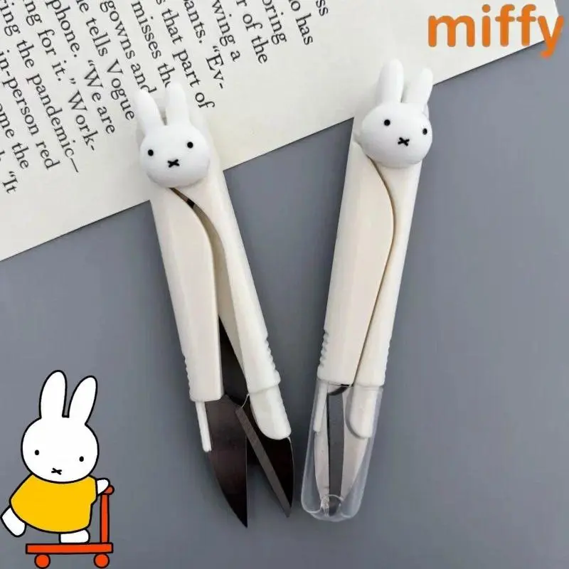 New Cute Miffy Bunny Sweet Creative Cartoon Pattern Simple Fashion Small Portable Plastic Scissors for Students Doing Crafts