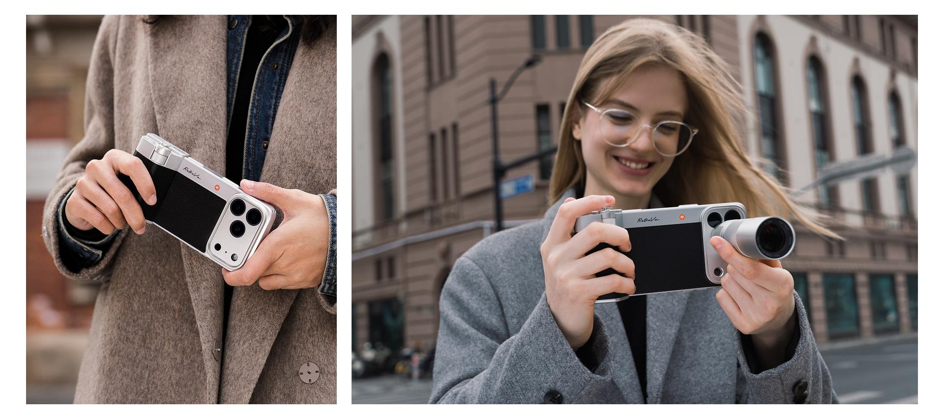 PGYTECH RetroVa Grip Kit for iPhone 17 Pro, Vintage Leather-Style Phone Case with Camera Grip, External MicroSD Recording, Bluetooth Remote Control for Photography/Daily Vloggers/Travel