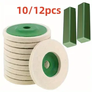 10/12pcs 4-Inch Felt Polishing Wheel Set - Plastic, High Efficiency Buffing Pads with Long Durability for Angle Grinders, Ideal for Stainless Steel Polishing