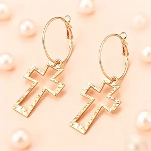 Trend Cross Design Dangle Earrings 1 Pair Vintage Trendy Chic Gorgeous Jewelry As Gift for Girlfriend 7.8cm 4cm 7g
