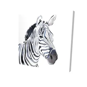 212 MAIN 24x24 in. Watercolor Zebra Photo Print - Unique Artwork, Animal Theme Wall Decoration, Nature-Inspired Blue Home Supply for Bedroom
