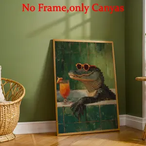Wall arts Crocodile Sunglasses Cocktail Posters Crocodile Sunglasses Canvas Prints Unframed Painting Bedroom Decor Living Room Decor Art Wall Decoration Gift Unframed