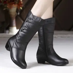 Women'S PU Cover Mid-Calf Boots with Chunky Heel & Round Toe - Glossy Zipper Closure, Cushioned TPU Insole & Arch Support - Versatile Ankle Boots for Commuting, Daily Outings, Office & Semi-Formal Events - Comfortable & Durable Casual to Professiona