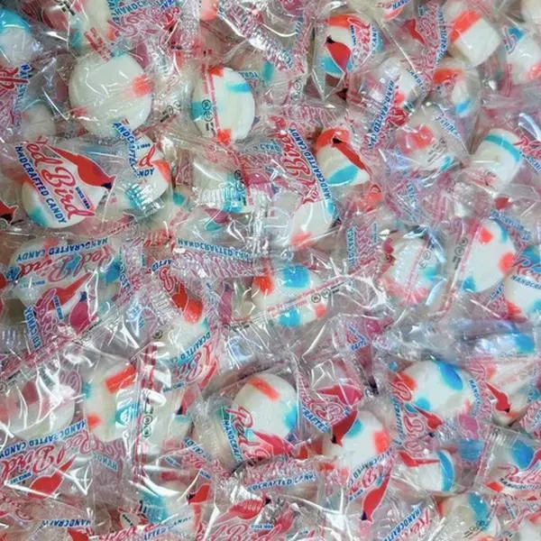 Red Bird Gluten-Free Cotton Candy Puffs - Soft, Fluffy Peppermint Flavored, Individually Wrapped Sweet Treats, Bulk Candy Refill Pouch for Parties, Holidays
