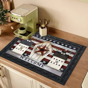 1PC heat insulation pad Patriotic Welcome Birdhouses Felt Trivet Heat Resistant, Easy Clean, Non-Slip for Kitchen, Dining, Dish Mat, Appliances Home Decor