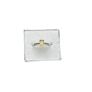 Sterling silver citrine princess cut solitaire ring size 6