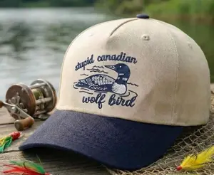 [Made-To-Order] Stupid Canadian Wolf Bird Embroidered Cap, Heated Rivalry Hat, Hockey Fan Gift