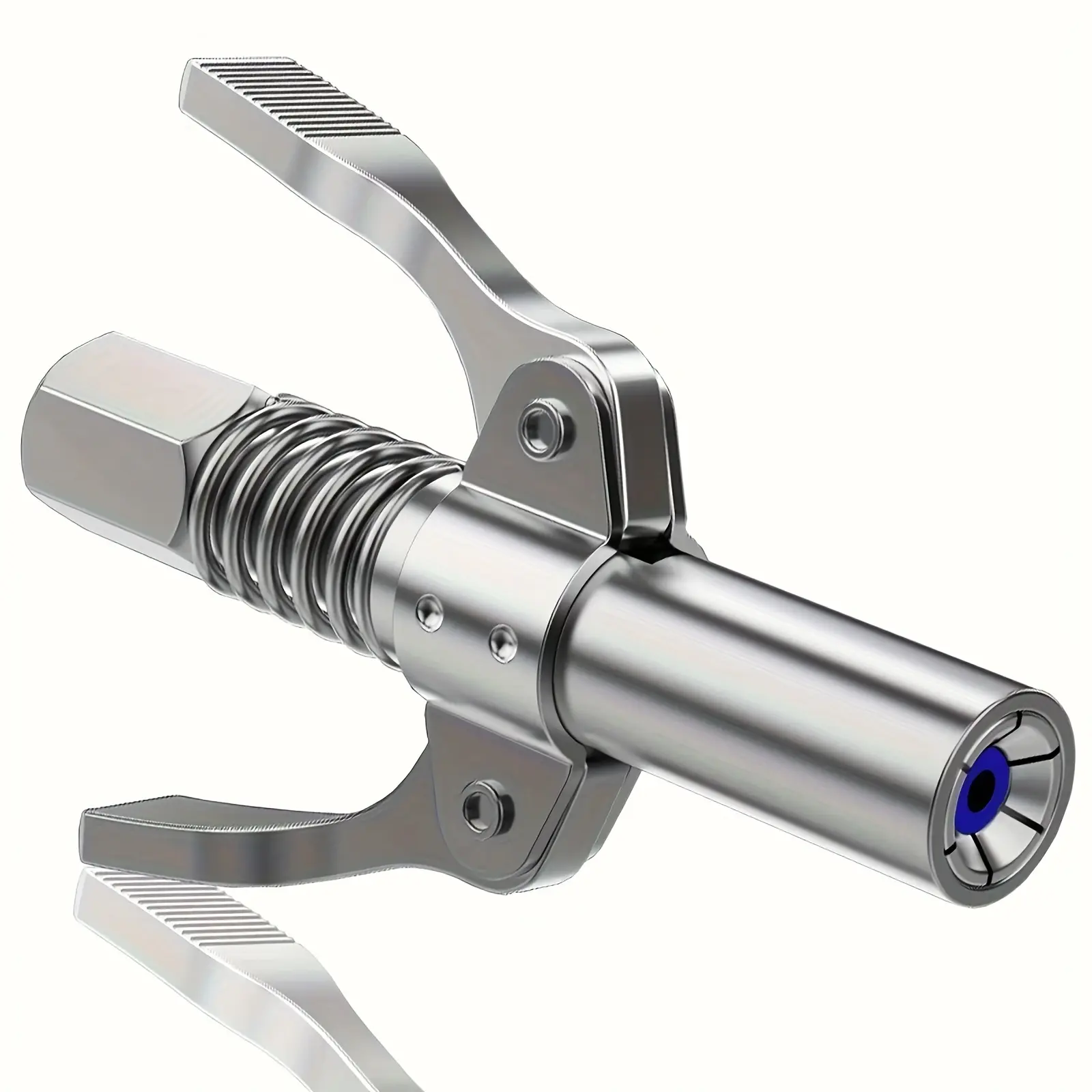 Stainless Steel Lockable Zerk Fitting Nozzle Dual Handle Quick Release 10,000 PSI Rated Compatible with Aluminum Grease Guns Durable Heavy Duty Lubrication Tool for Automotive and Industrial Use summerwins