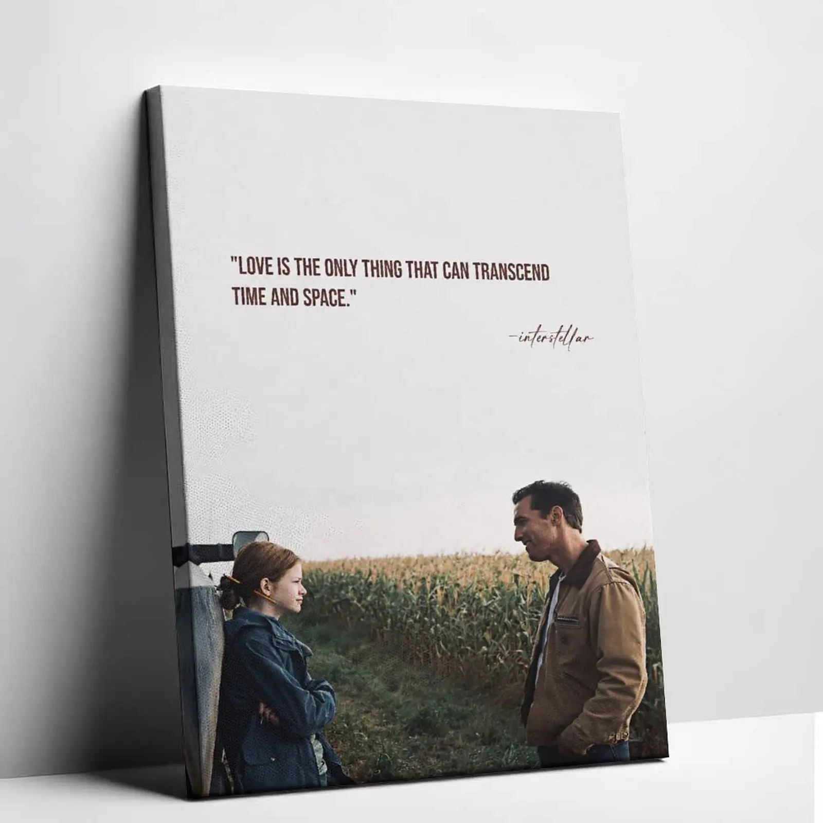 Interstellar Movie Canvas Wall Art, Vintage Sci-Fi Film Quote Poster Print with Love-Transcends-Time-Space Graphic, Emotional Artwork for Living Room, Bedroom