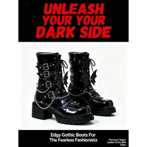 Batwing Gothic Combat Boots |       Studded Platform Boots for Rebellious Style