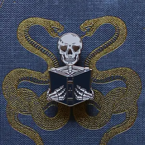 One More Chapter Skeleton Bookish Hard Enamel Pin - Perfect for Book Lovers